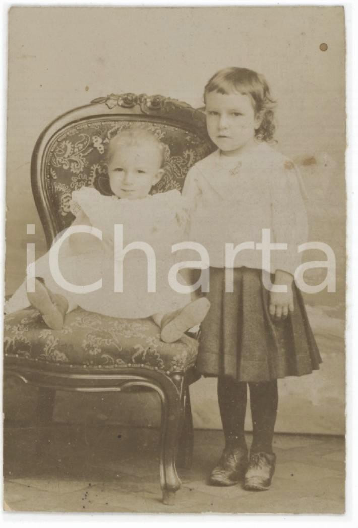 1920 ca COSTUME ITALIA Ritratto di due bambine *Foto anonima 6x9 cm