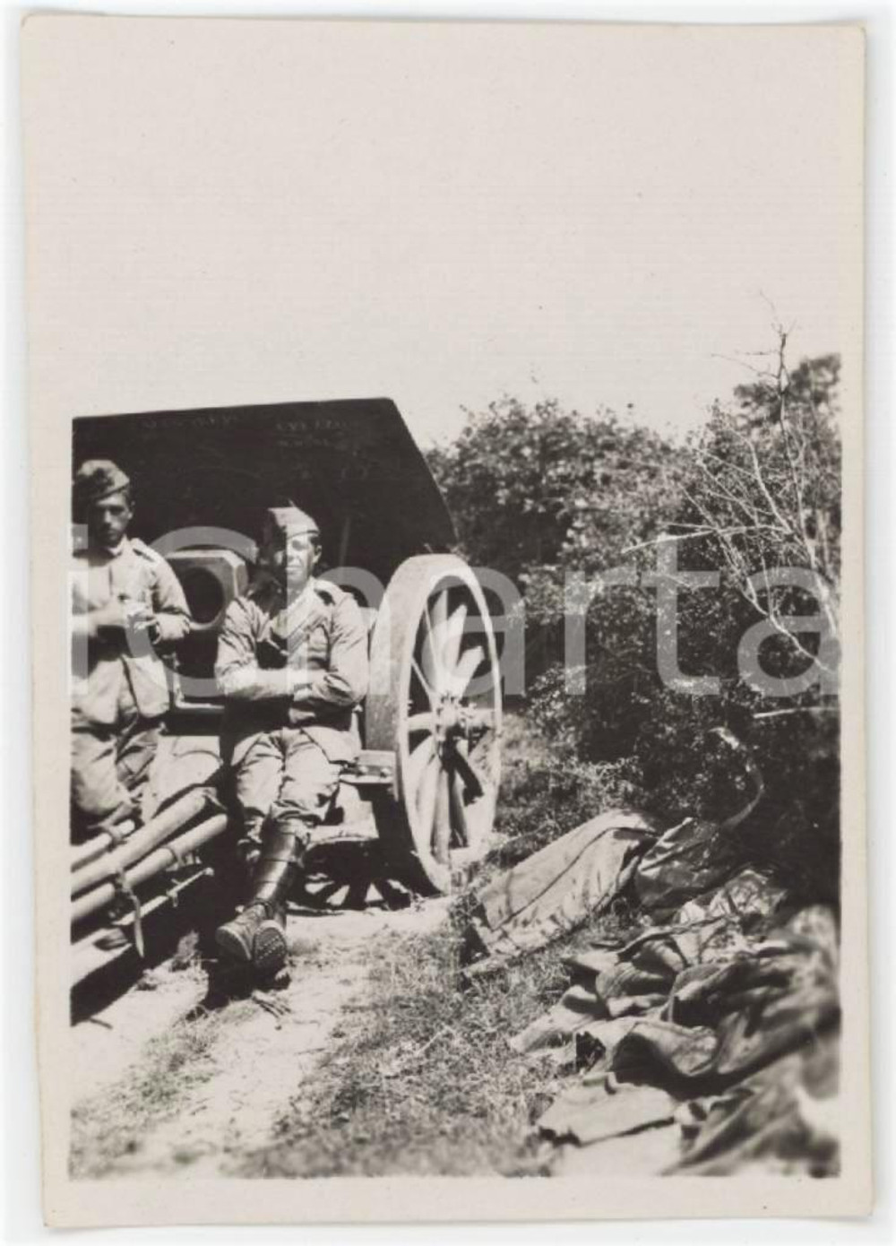 1930 MONGHIDORO - REGIO ESERCITO Soldati seduti su un cannone - Foto 5x8 cm