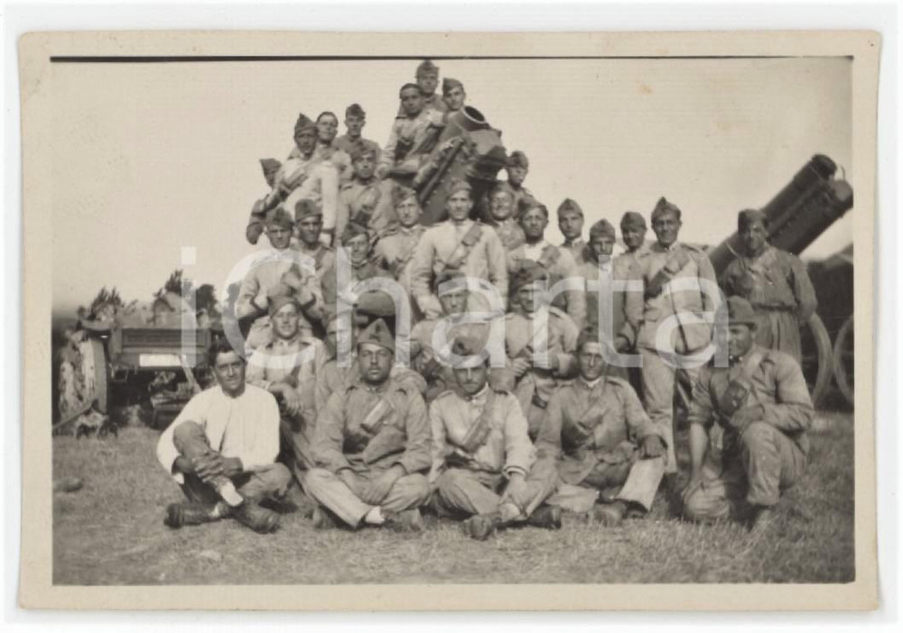 1930 PIETRAMALA - REGIO ESERCITO Truppa con cannone - Foto di gruppo 8x5 cm