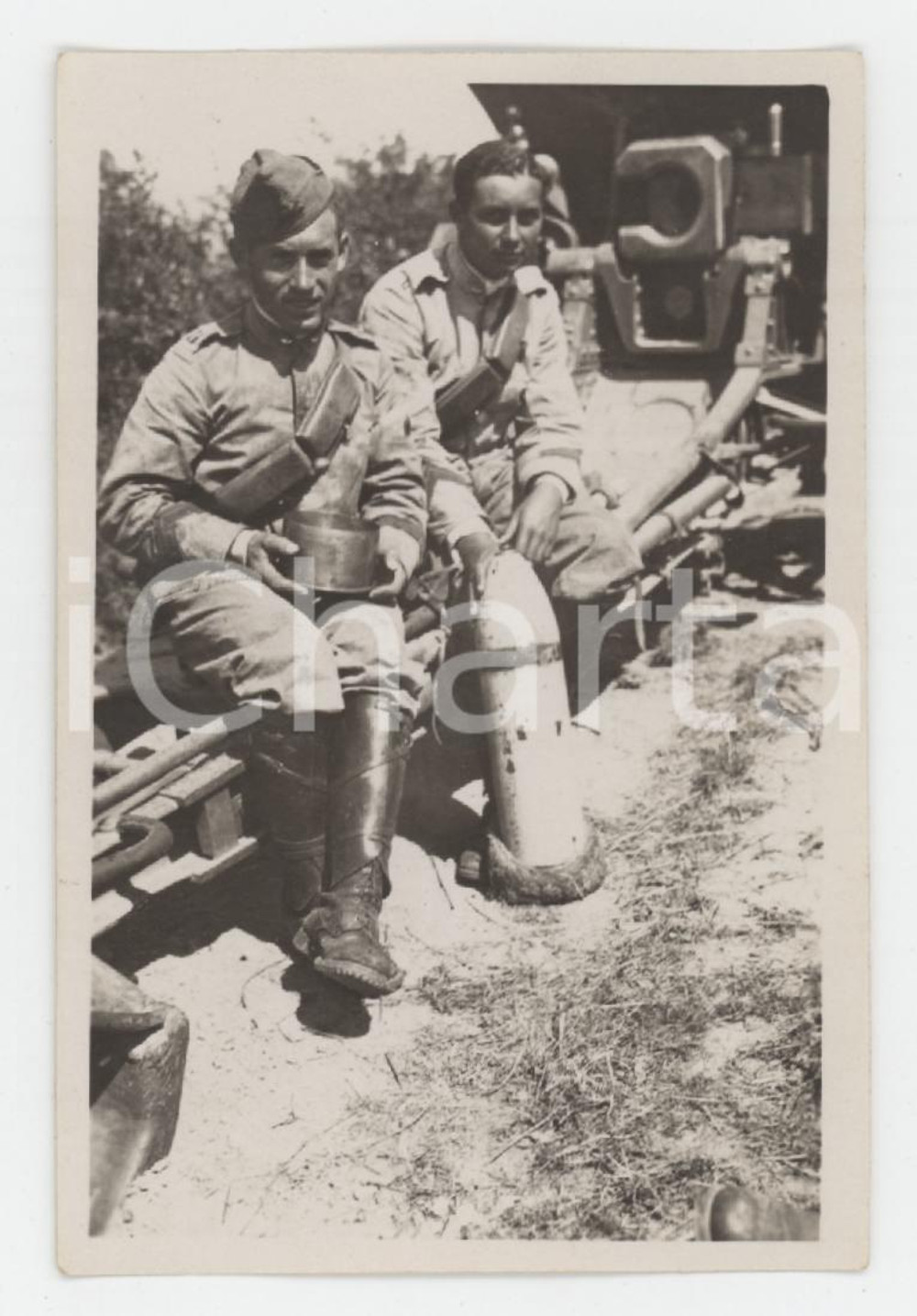 1930 MONGHIDORO Soldati posano con ordigni - Foto 5x8 cm