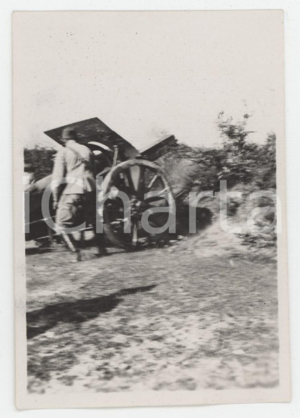 1930 ca MONGHIDORO Soldati posizionano cannone - Foto 5x8 cm