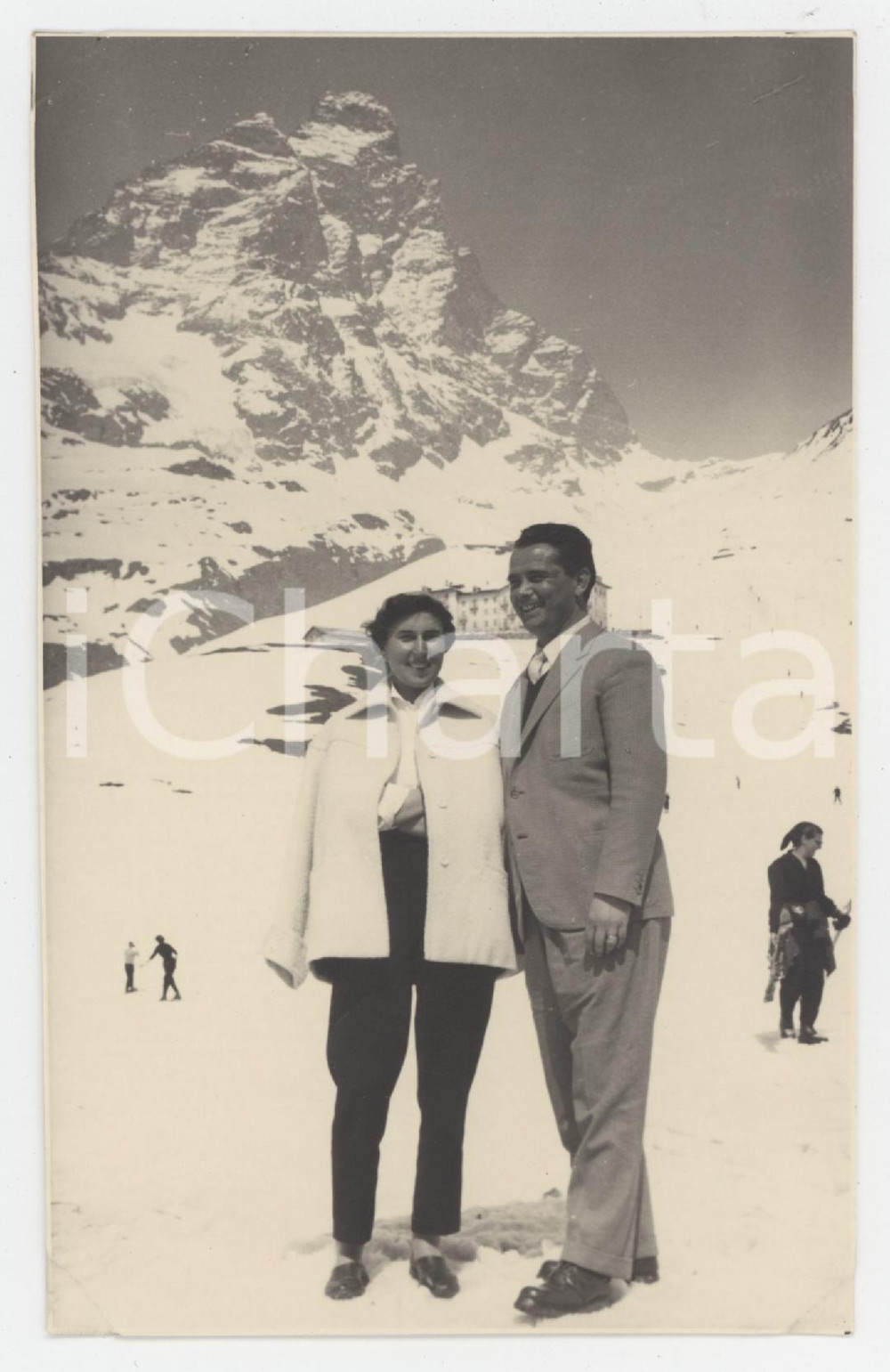 1952 BREUIL - CERVINIA Coppia in gità a Pasquetta - Foto 8x13 cm