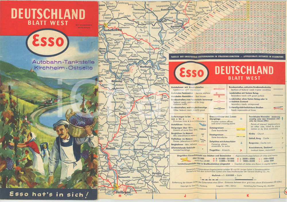 1955 DEUTSCHLAND - BLATT WEST - Vintage brochure map ESSO