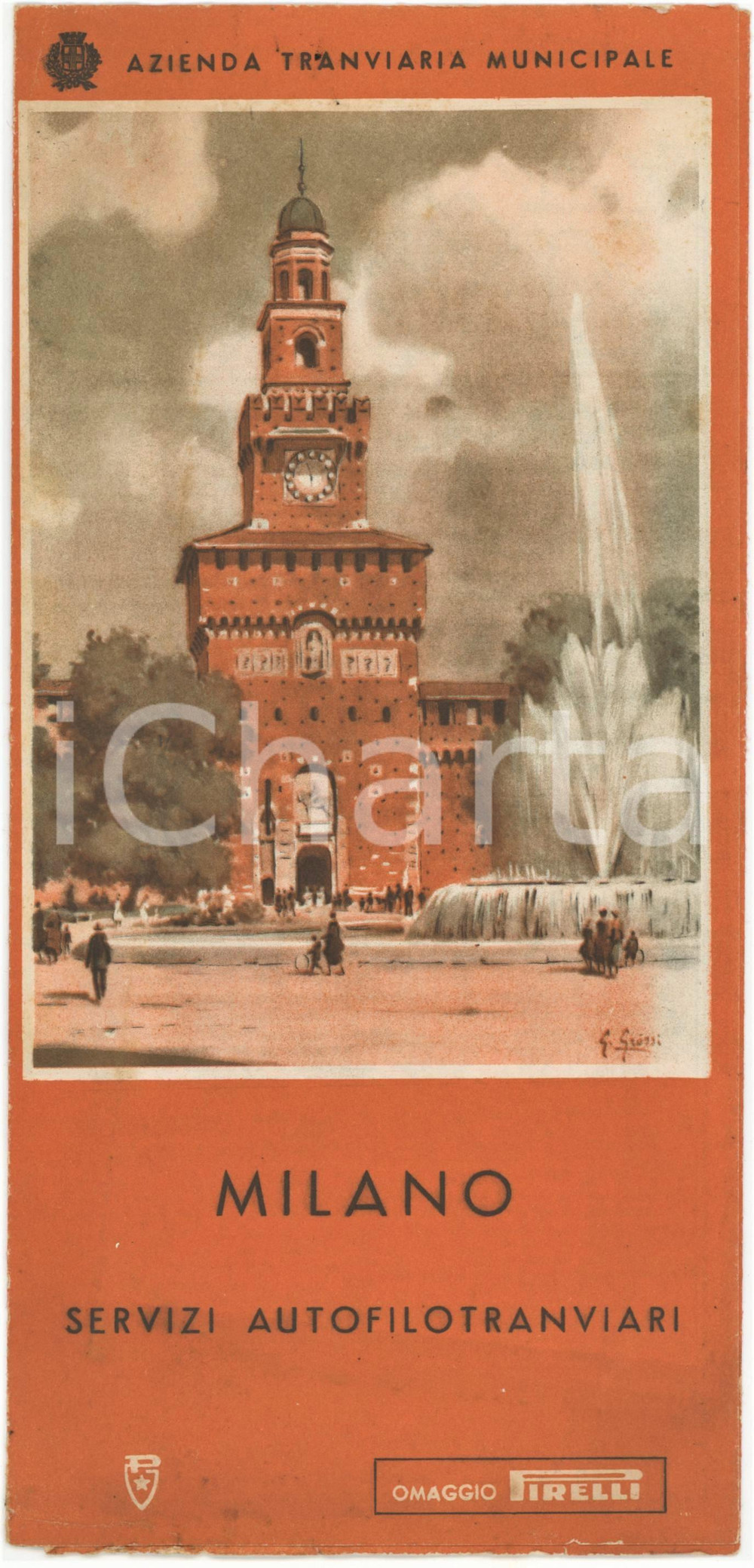 1940 ca MILANO - Servizi autofilotranviari -  Pieghevole con mappa PIRELLI