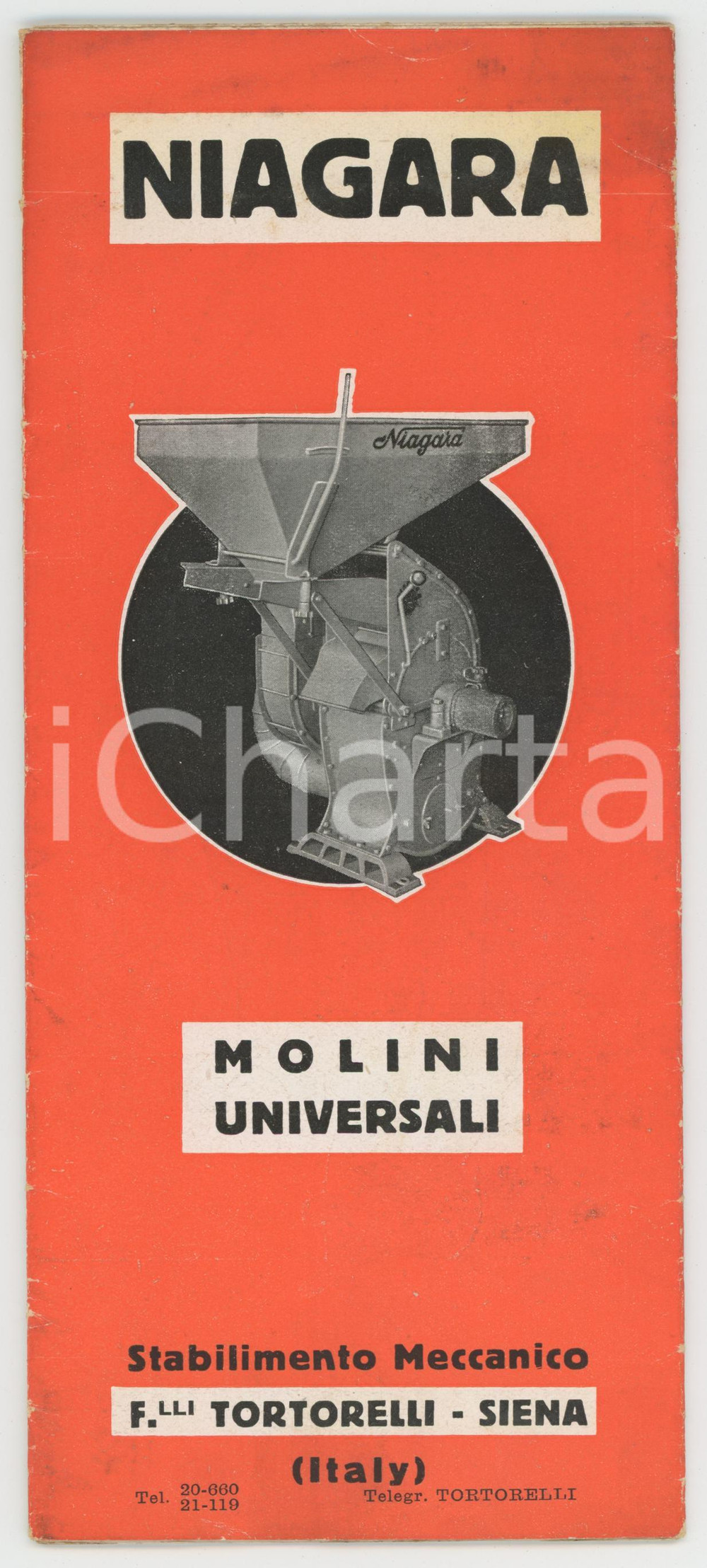 1950 ca SIENA Stabilimento TORTORELLI - Molini universali NIAGARA *Pieghevole