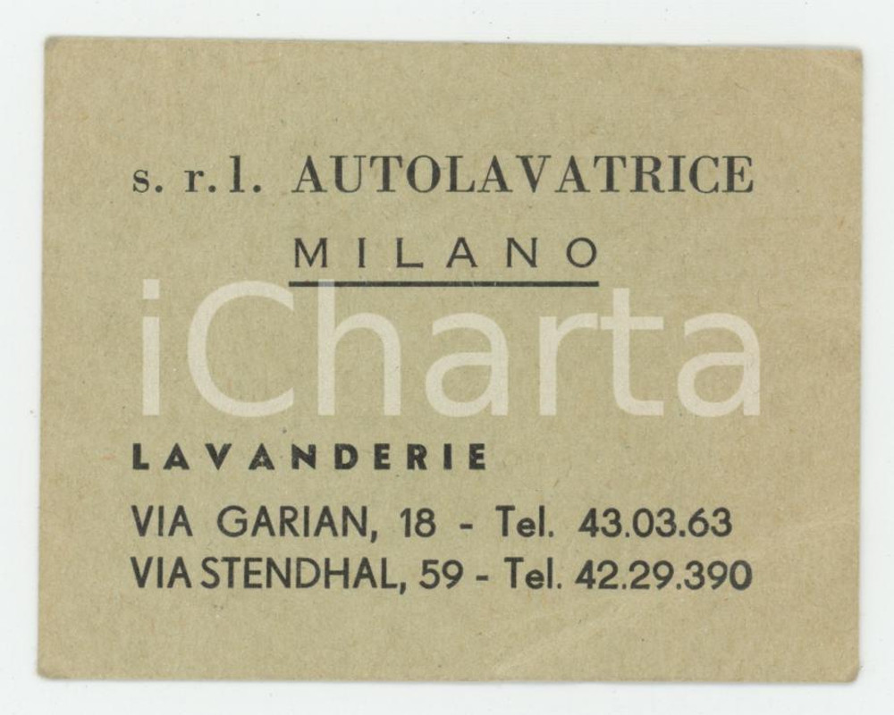 1950 ca MILANO - AUTOLAVATRICE Lavanderie - Cartoncino pubblicitario