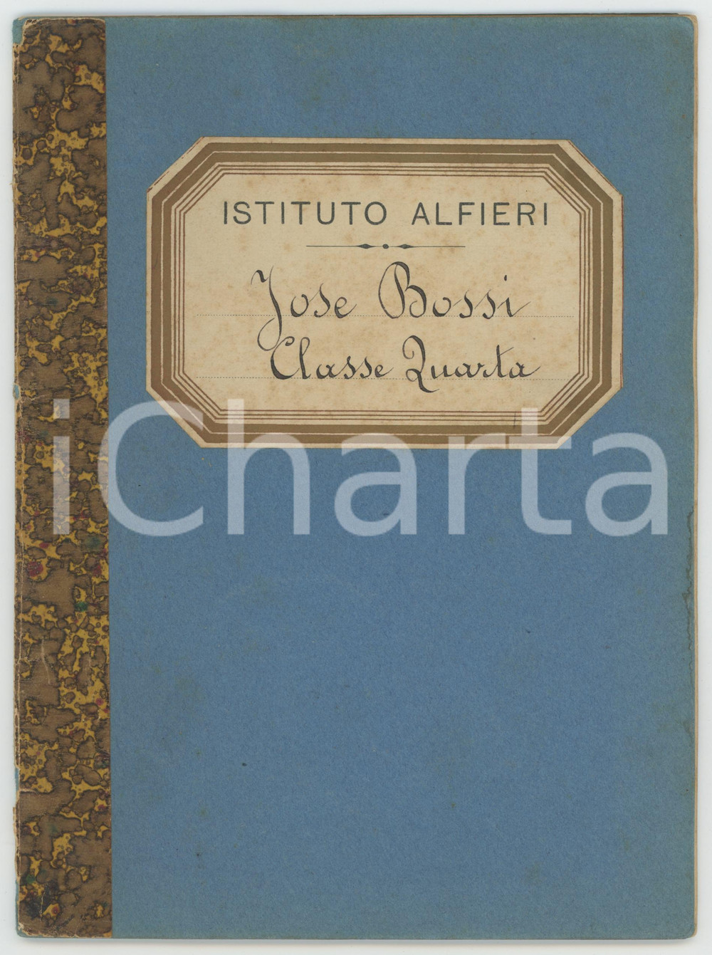 Oggetto da collezione cartaceo 1914 MILANO Istituto ALFIERI  Classificazioni Jose BOSSI classe IV Registro 1