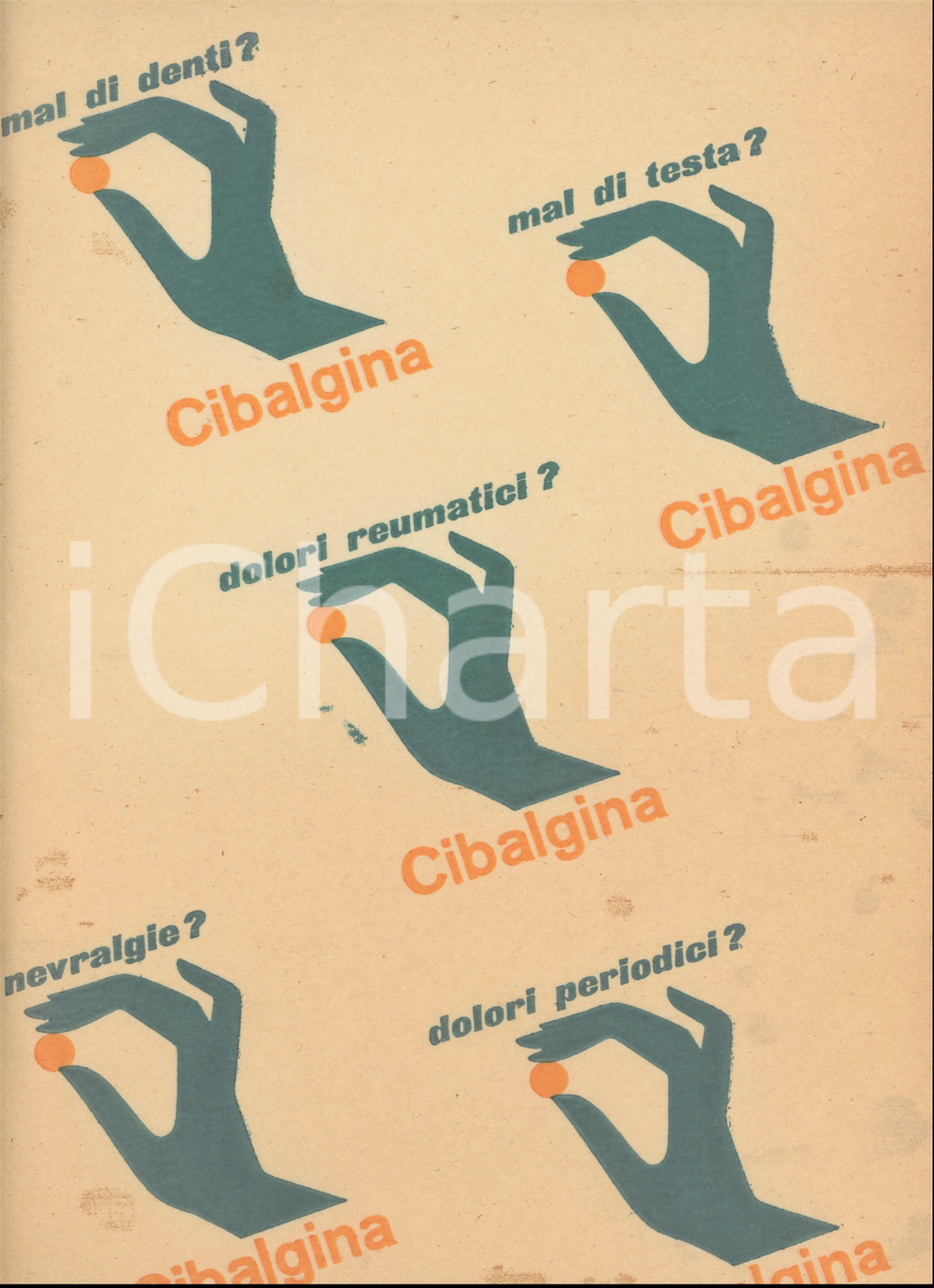 1957 FARMACEUTICA - Pubblicità CIBALGINA - 2 Veline 23x33 cm