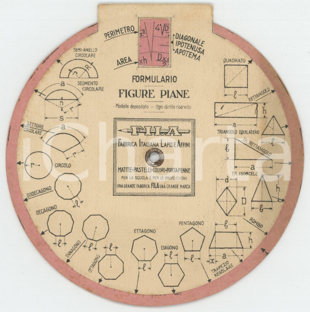 1950 ca FILA Fabbrica Italiana Lapis -  Disco pubblicitario formulario solidi