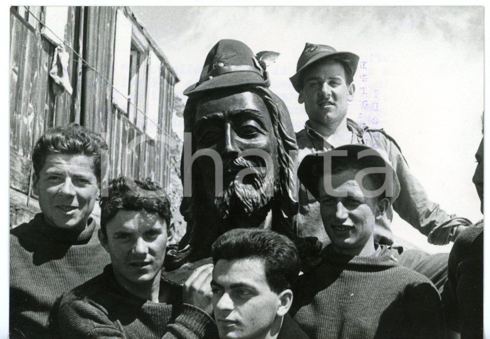 1955 BALMENHORN Alpini durante trasporto della statua del CRISTO DELLE VETTE