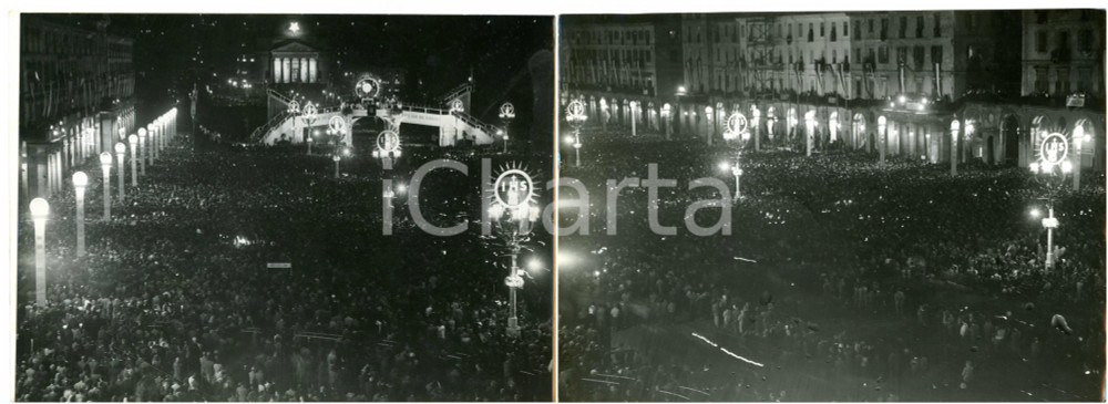 1953 TORINO Piazza VITTORIO VENETO - Congresso Eucaristico FOTO NOTTURNA DOPPIA