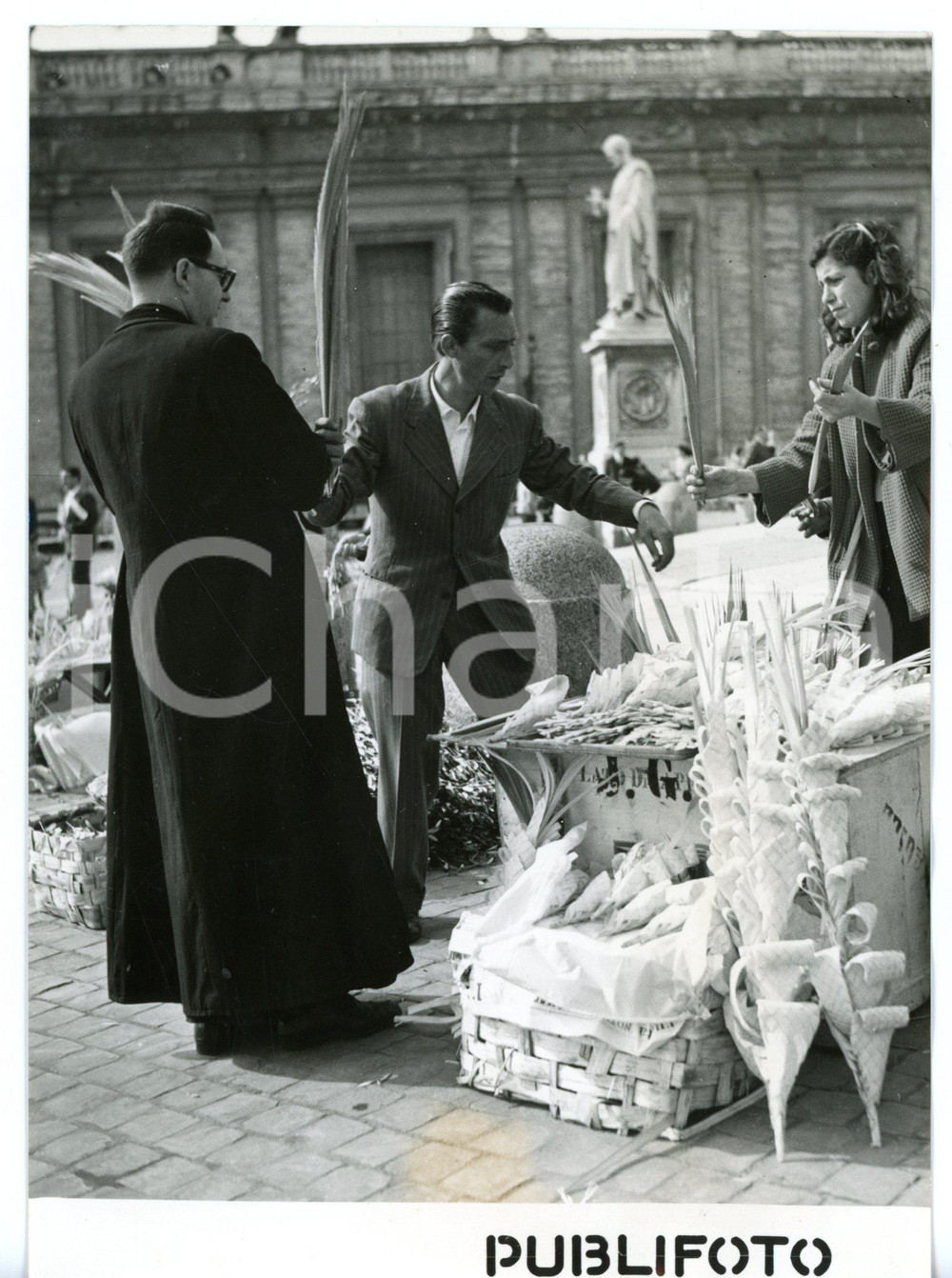 1954 ROMA - SAN PIETRO Domenica delle Palme - Bancarella di palme intrecciate