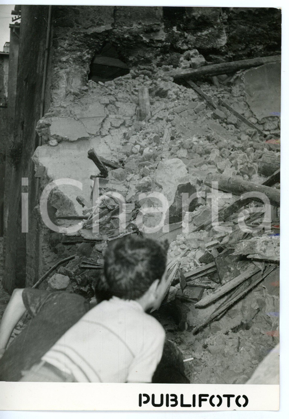 1953 ZAGAROLO Crollo di un fabbricato - Bambini tra le macerie - Foto 13x18 cm