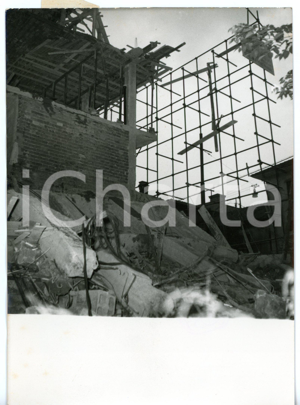 1955 MILANO Via Alberto Mario - Macerie di un cantiere crollato - Foto 13x18 cm