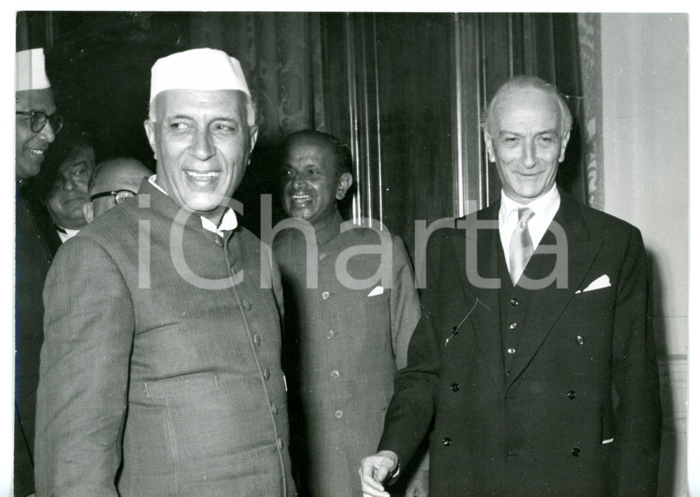 1955 ROMA Antonio SEGNI riceve premier indiano Jawaharlal NEHRU - Foto 18x13