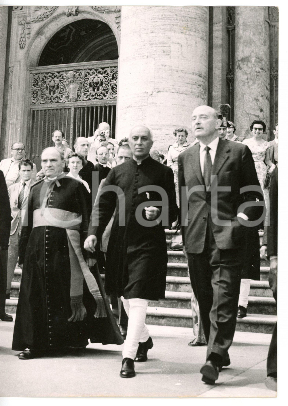 1955 ROMA Premier indiano Jawaharlal NEHRU esce dall'udienza papale - Foto
