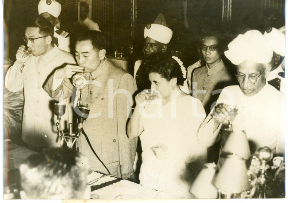 1960 NEW DELHI Zhou ENLAI - Indira GANDHI - Sarvepalli RADHAKRISHNAN *Foto 18x13