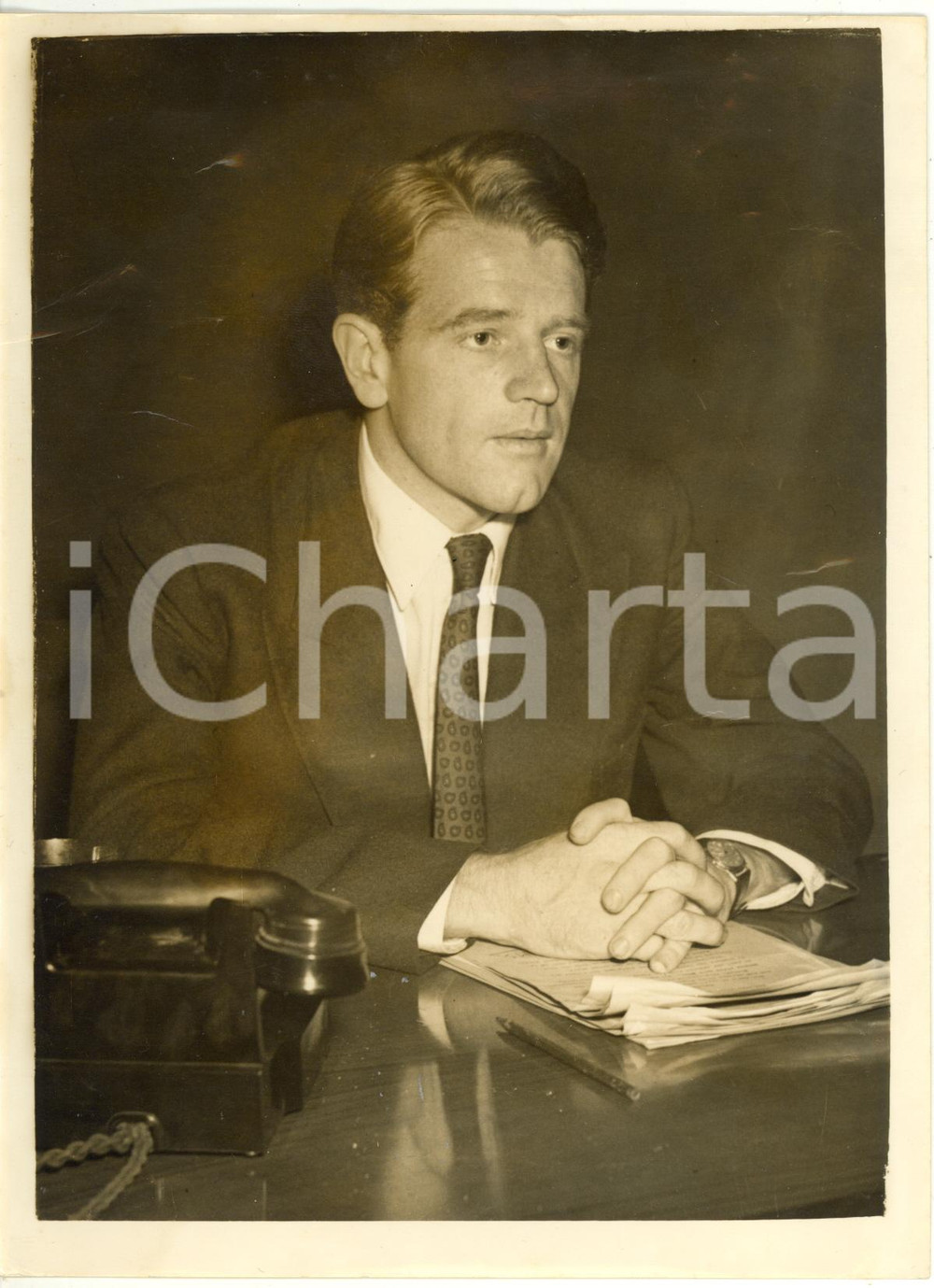 1966 LONDON Television House - Runner Chris CHATAWAY rehearsing as a newscaster