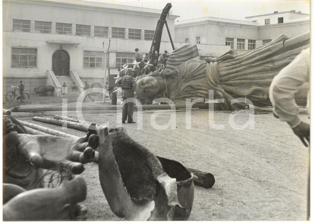 1956 ROVERETO (TN) Statua MADONNA DELLE FUNIVIE - Operazioni di trasporto (1)