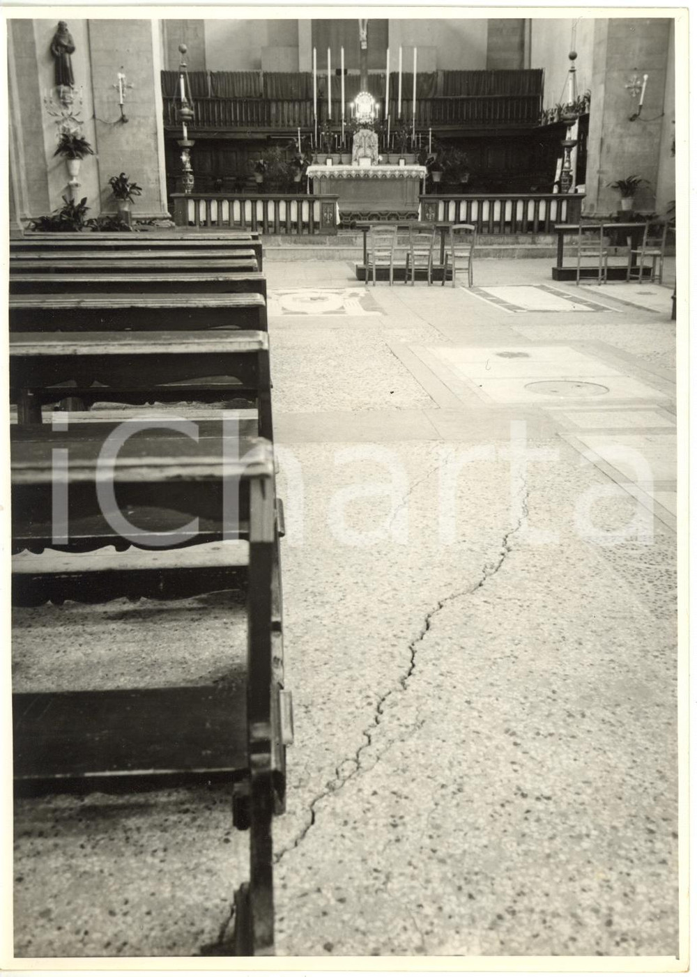 1960 ca FIRENZE Chiesa di San Salvatore al Monte - Crepe nella pavimentazione