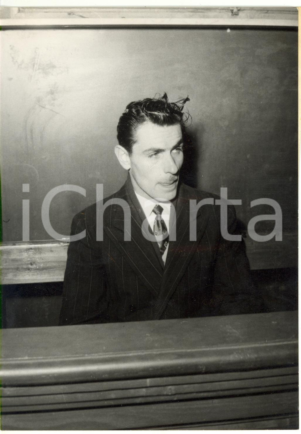 1955 AOSTA - DELITTO DI ENTRÈVES - Imputato Nadir CHIABODO in aula - Ritratto