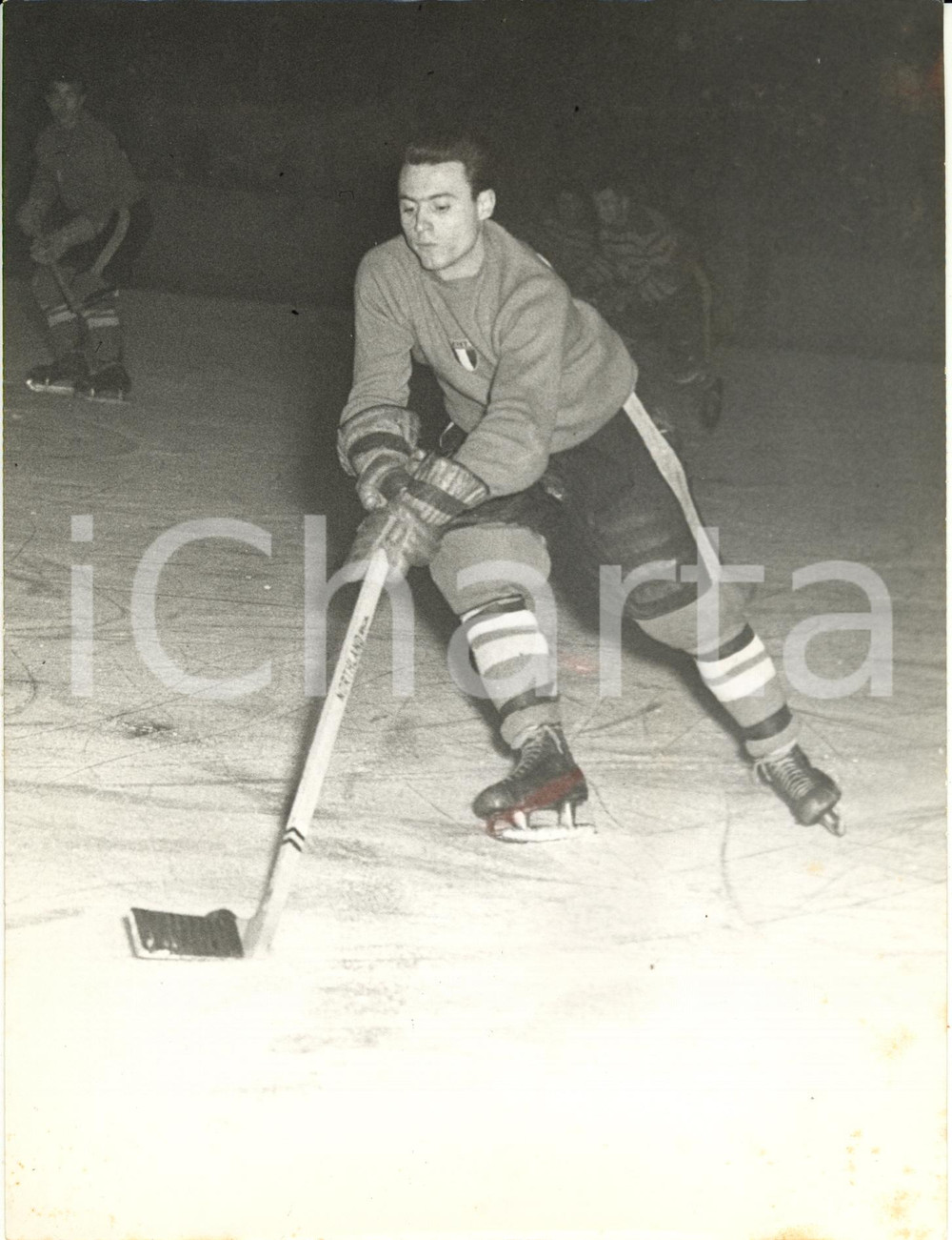1955 TORINO HOCKEY SU GHIACCIO - Amichevole Italia-Chamonix HC - Azione di gioco
