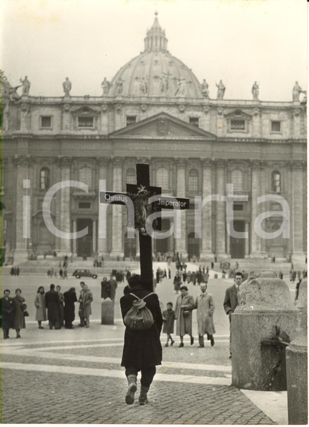 1953 ROMA SAN PIETRO Franz WALTER al termine del pellegrinaggio Berlino-Roma (1)