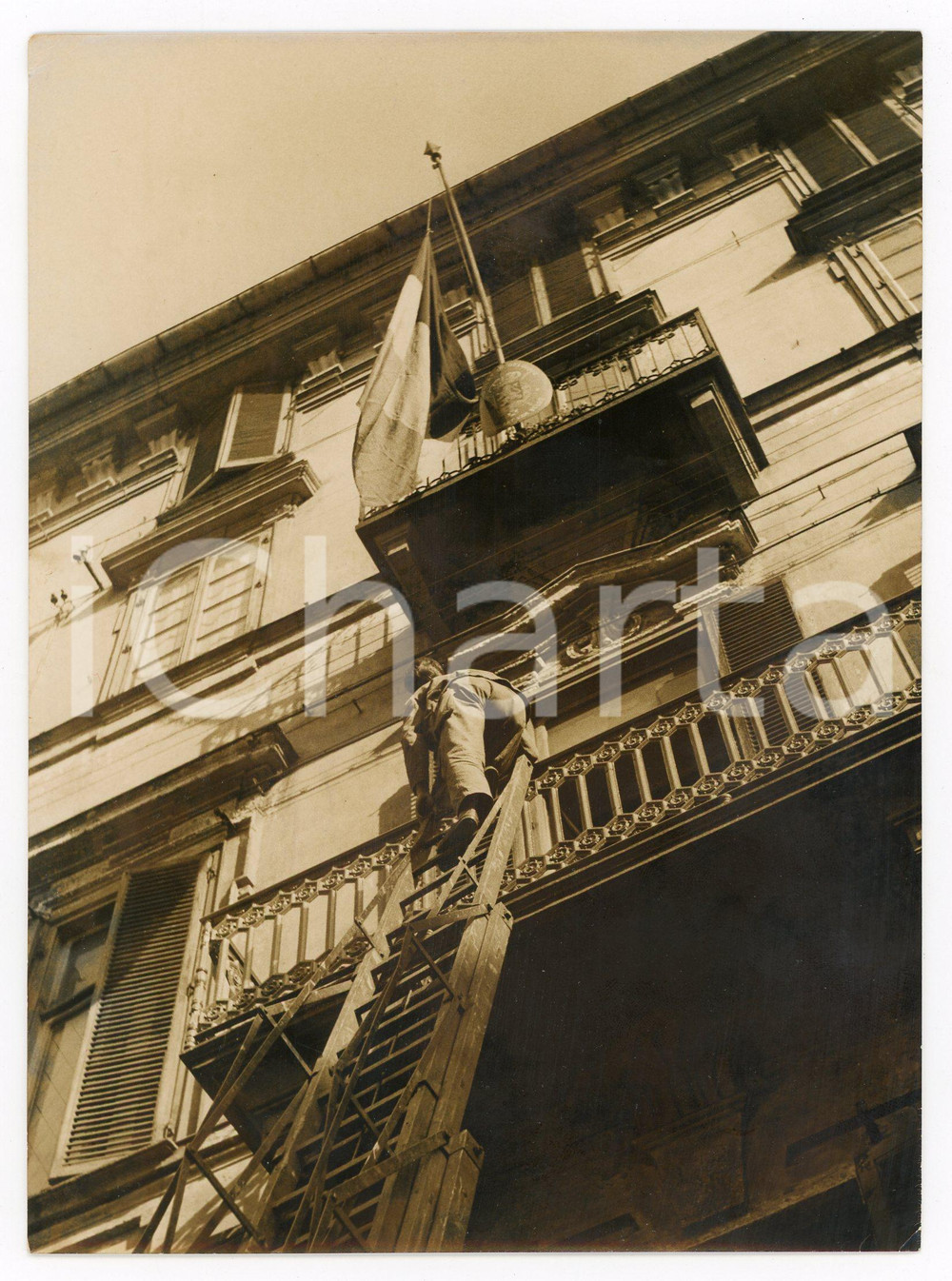 1958 TORINO - Bandiera a mezz'asta per la morte di Papa PIO XII *Foto 13x18 cm