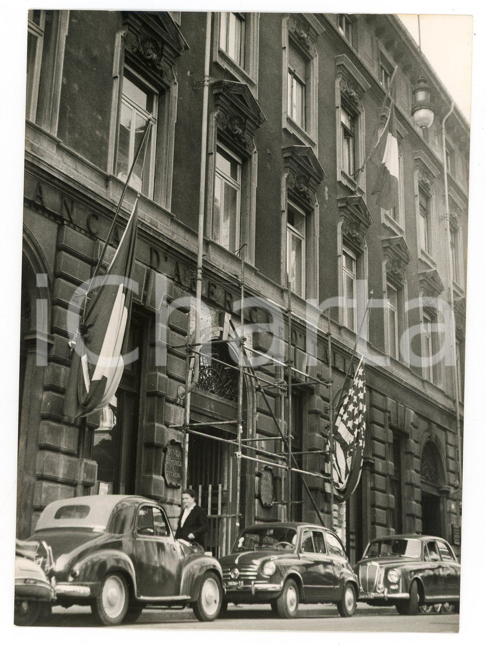 1958 TORINO Morte PIO XII - Bandiera a mezz'asta alla BANCA D'AMERICA E D'ITALIA