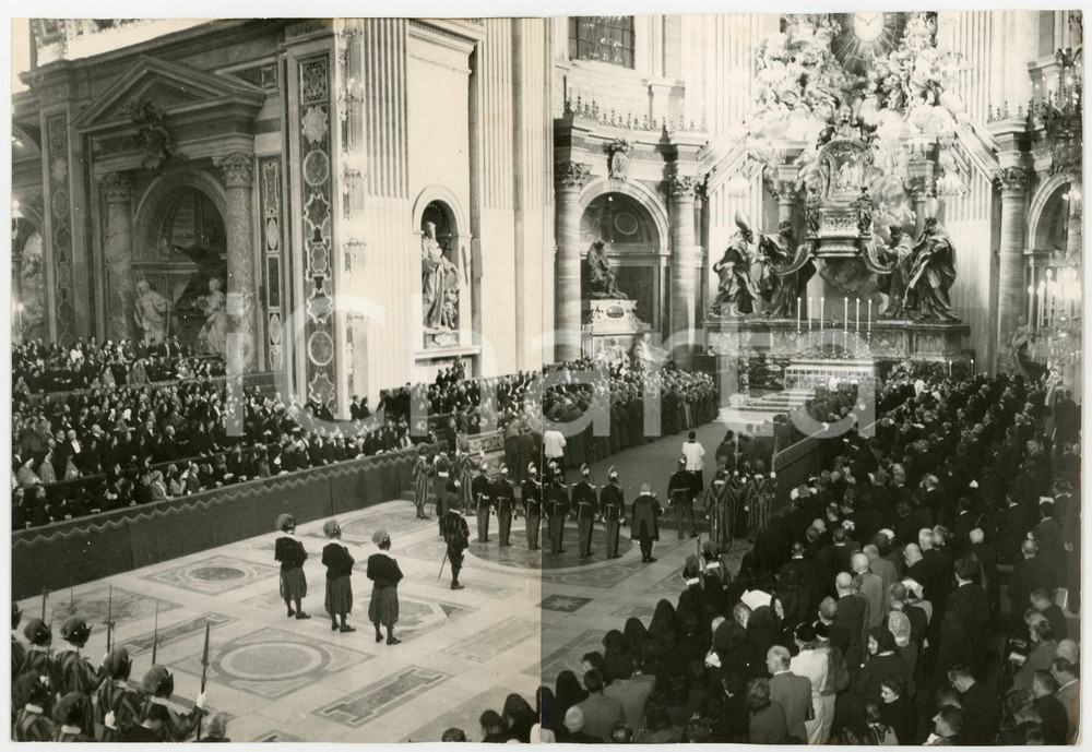 1958 VATICANO Basilica di San Pietro - Messa dello Spirito Santo *Foto DOPPIA