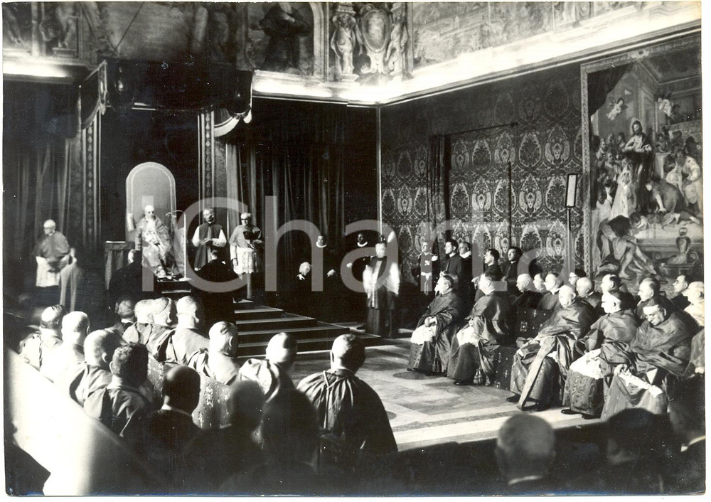 1958 CITTÀ DEL VATICANO - Papa PIO XII presiede CONCISTORO *Foto 18x13