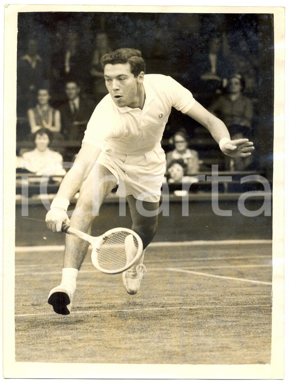 Fotografia d epoca originale 1955 LONDON WIMBLEDON Tennis  Nicola PIETRANGELI vs Tony MOTTRAM Photo 1