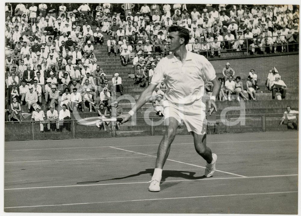 Fotografia d epoca originale 1960 TORINO Coppa Davis ItaliaCile  Orlando SIROLA vs Patricio RODRIGUEZ 1 1