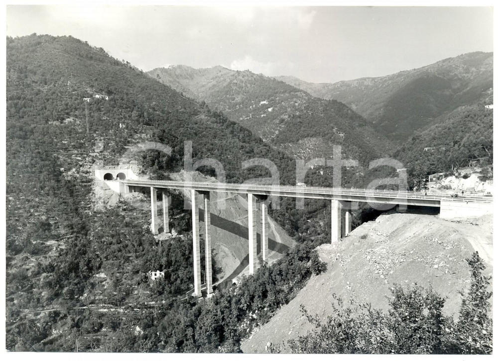 1968 ZOAGLI Veduta del viadotto SEMORILE del nuovo tratto RAPALLO-CHIAVARI *Foto
