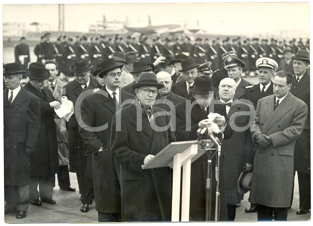 1960 ca PARIS ORLY - Discorso del Presidente USA Dwight EISENHOWER *Foto 18x13