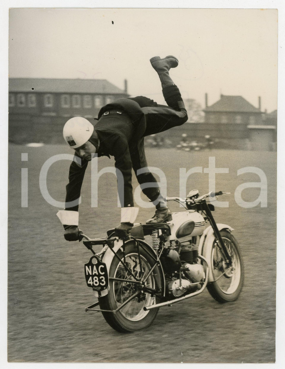 1954 LEEDS ENGLAND Royal Corps of Signals - Acrobatic motorcycling *Photo 15x20