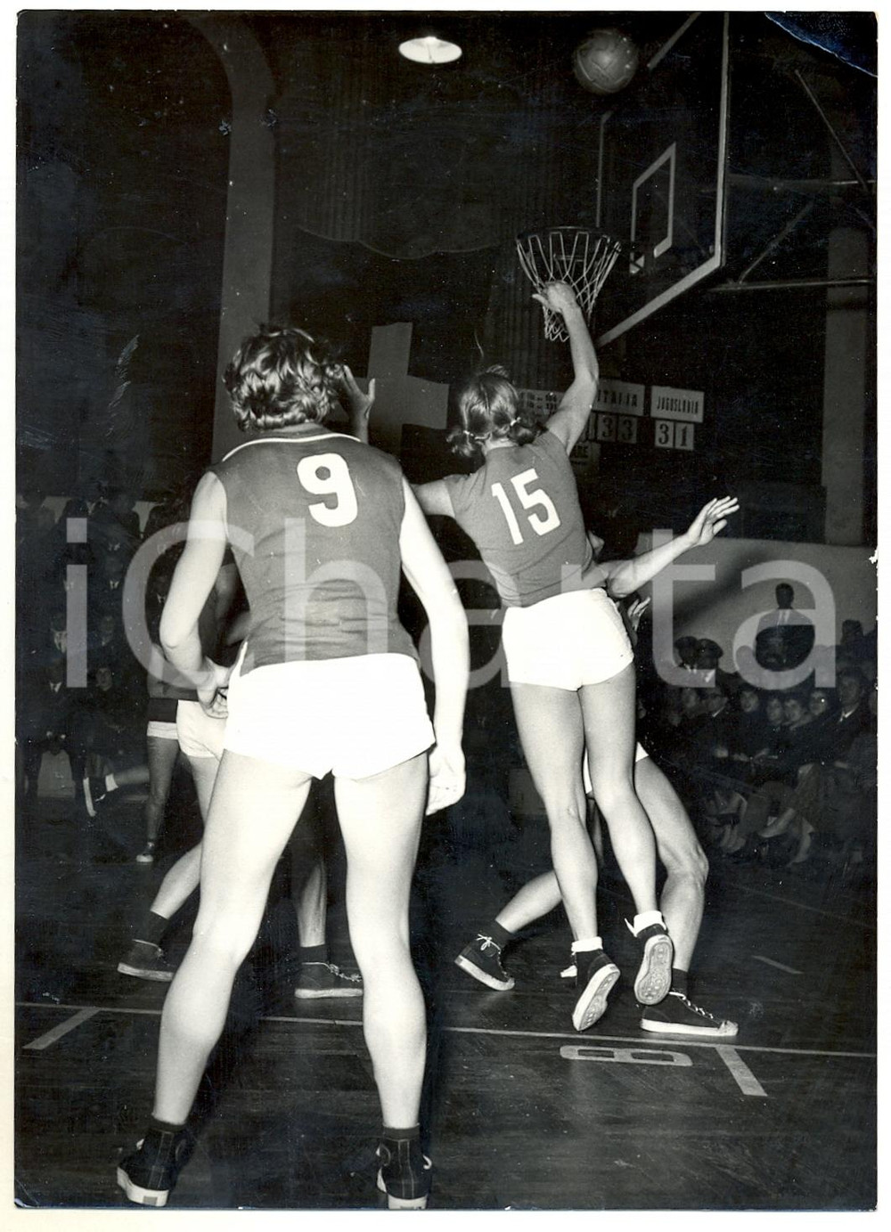 1959 VENEZIA BASKET Femminile Italia vs Jugoslavia - Tiro a canestro *Foto 13x18