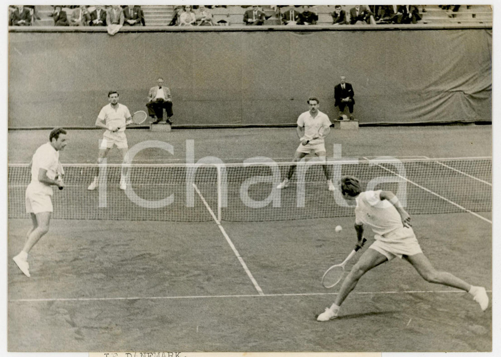 Fotografia d epoca originale 1960 PARIS COPPA DAVIS  JeanClaude MOLINARI JeanNoÃ«l GRINDA vs team Danimarca 1