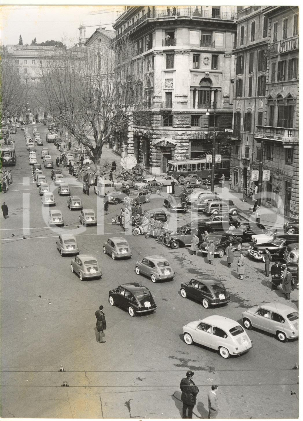 1955 ROMA Via Vittorio Veneto - Sfilata promozionale per la nuova FIAT 600 *Foto