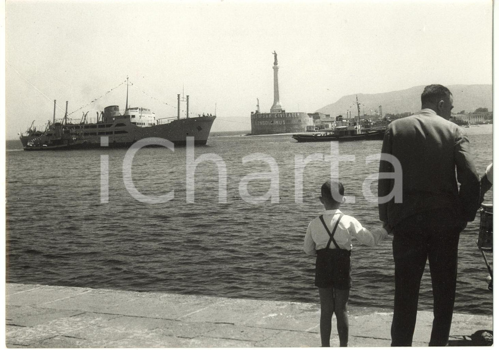 1956 MESSINA Varo M/N LIPARI - La motonave all'entrata del porto *Foto 18x13 cm
