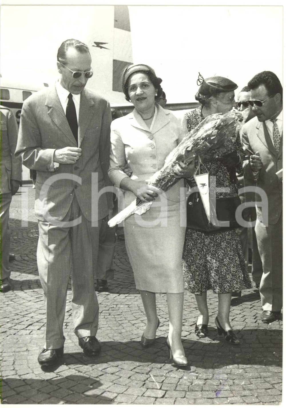 1958 ROMA CIAMPINO Arrivo Elena FAGGIONATO moglie presidente argentino FRONDIZI