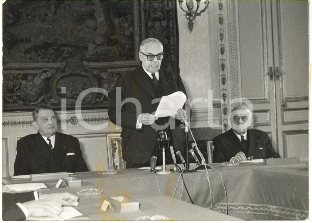 Fotografia d epoca originale 1962 FRANCE  LÃ©on NOÃ‹L proclame rÃ©sultat rÃ©fÃ©rendum sur l Ã©lection du PrÃ©sident 1