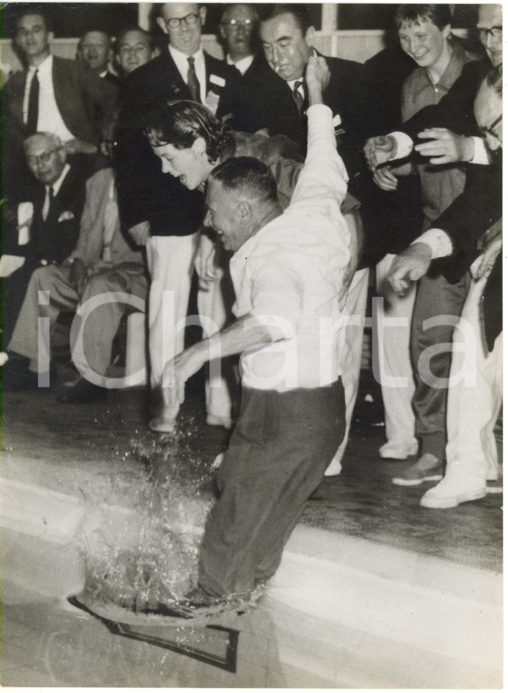 1958 CARDIFF Empire Games - Arthur PRICE and Judy GRINHAM celebrate new record