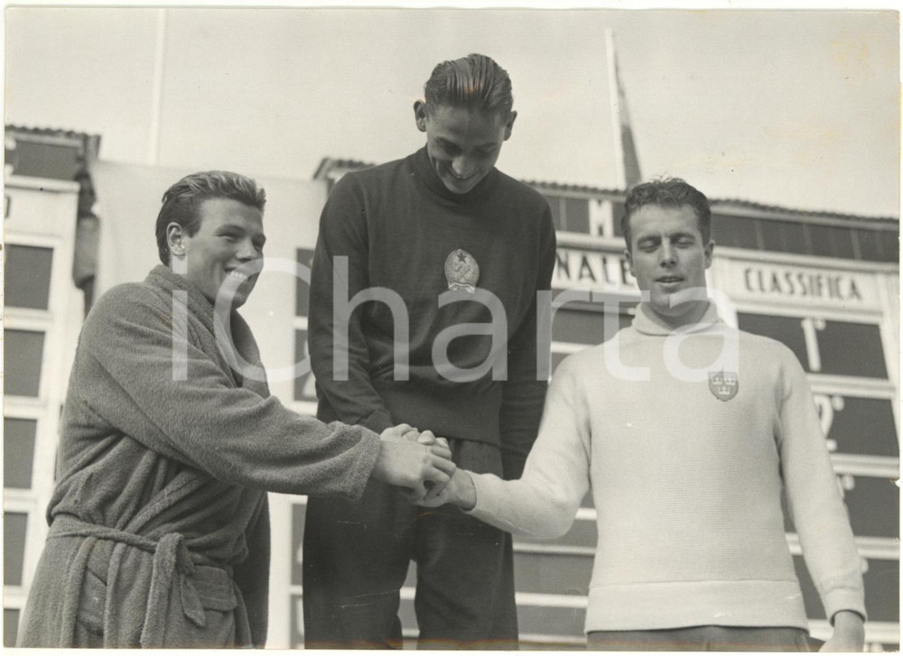 1954 TORINO Europei NUOTO - György CSORDÁS Angelo ROMANI Per-Olof ÖSTRAND *Foto