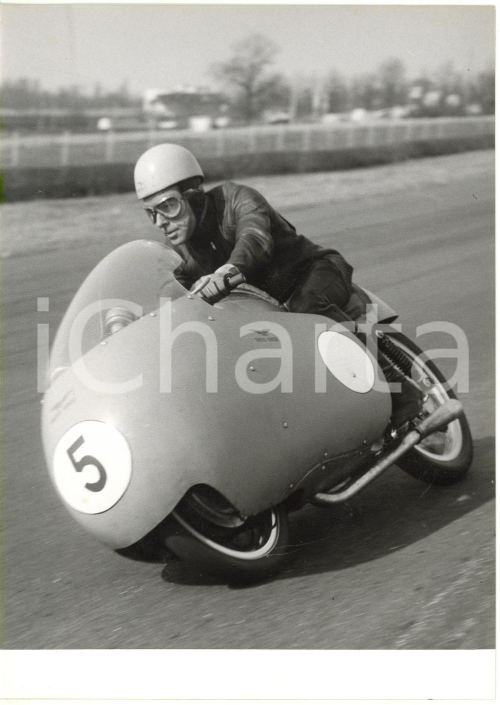 1956 AUTODROMO DI MONZA - Ken KAVANAGH si allena su MOTO GUZZI 500 *Foto 13x18