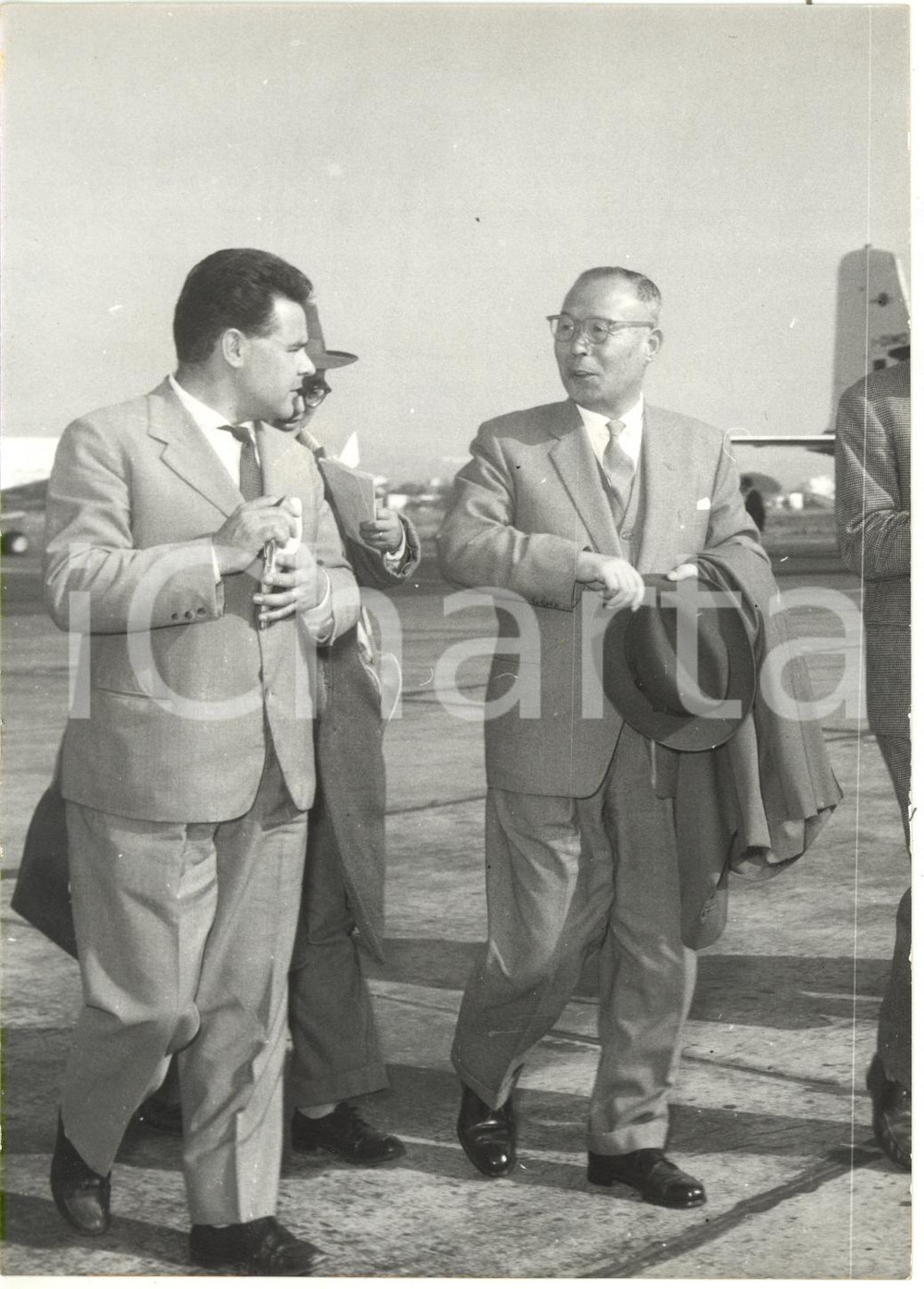 1957 ROMA Aeroporto CIAMPINO - Arrivo di Seiichirō YASUI sindaco di TOKYO *Foto