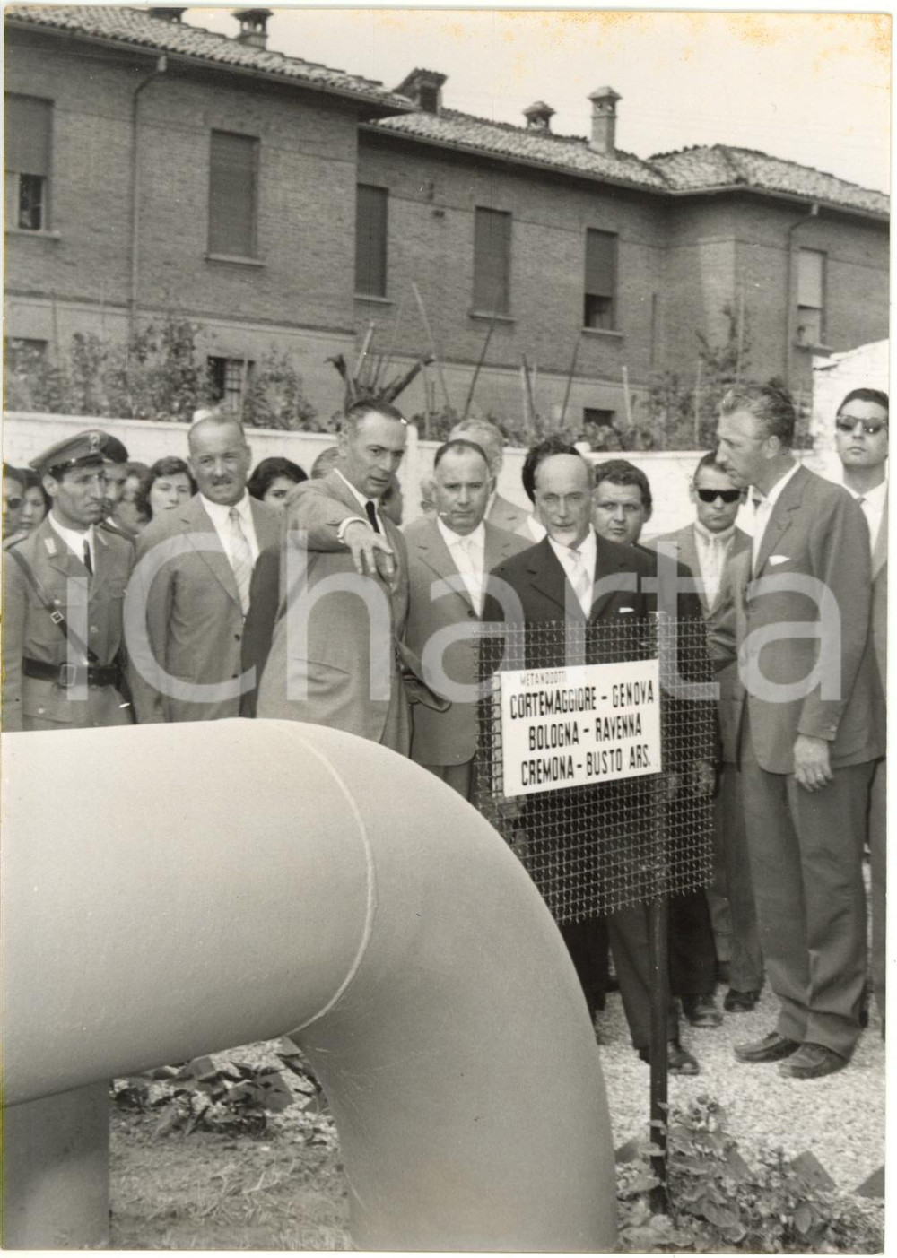 1956 PIACENZA - Enrico MATTEI e Giuseppe MEDICI visitano Mostra del Metano *Foto