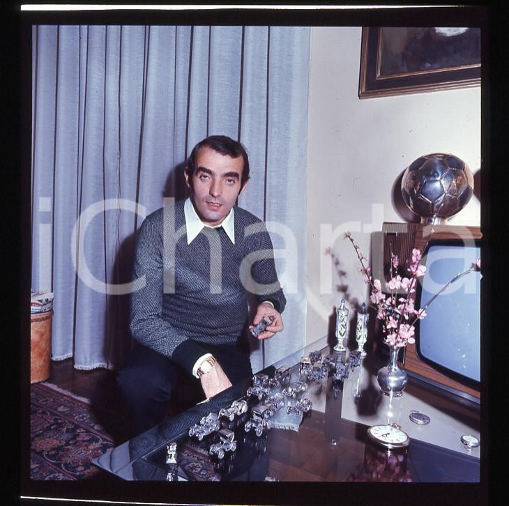 6x6cm NEGATIVO ORIGINALE * 1975 ca CALCIO ITALIA Mariolino CORSO Ritratto (1)