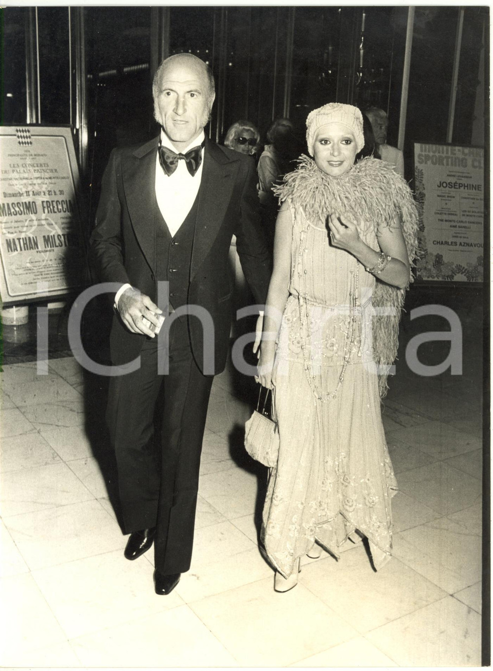 1970 MONTECARLO Franco OSTINI e la contessa Giovanna AGUSTA a una serata di gala