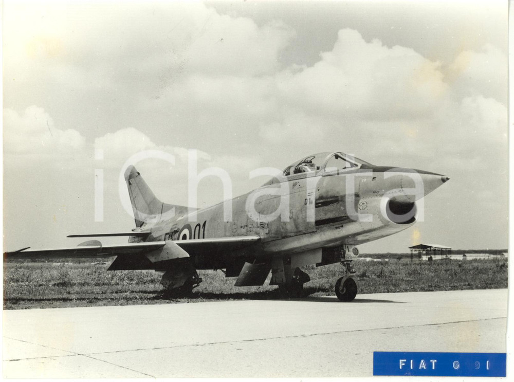 Fotografia d epoca originale 1970 ca ITALIA AERONAUTICA MILITARE Cacciabombardiere FIAT G.91 Foto 20x15 1